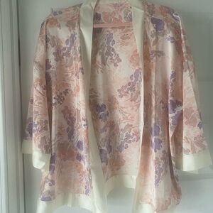 Breezies Floral Kimono in Cream and Pink
